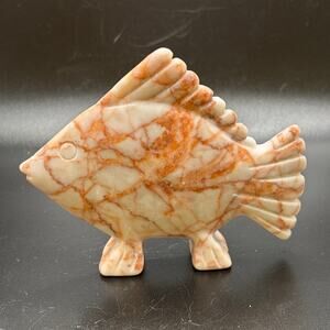 Amazing Red Veined Jasper Crystal Fish Carving